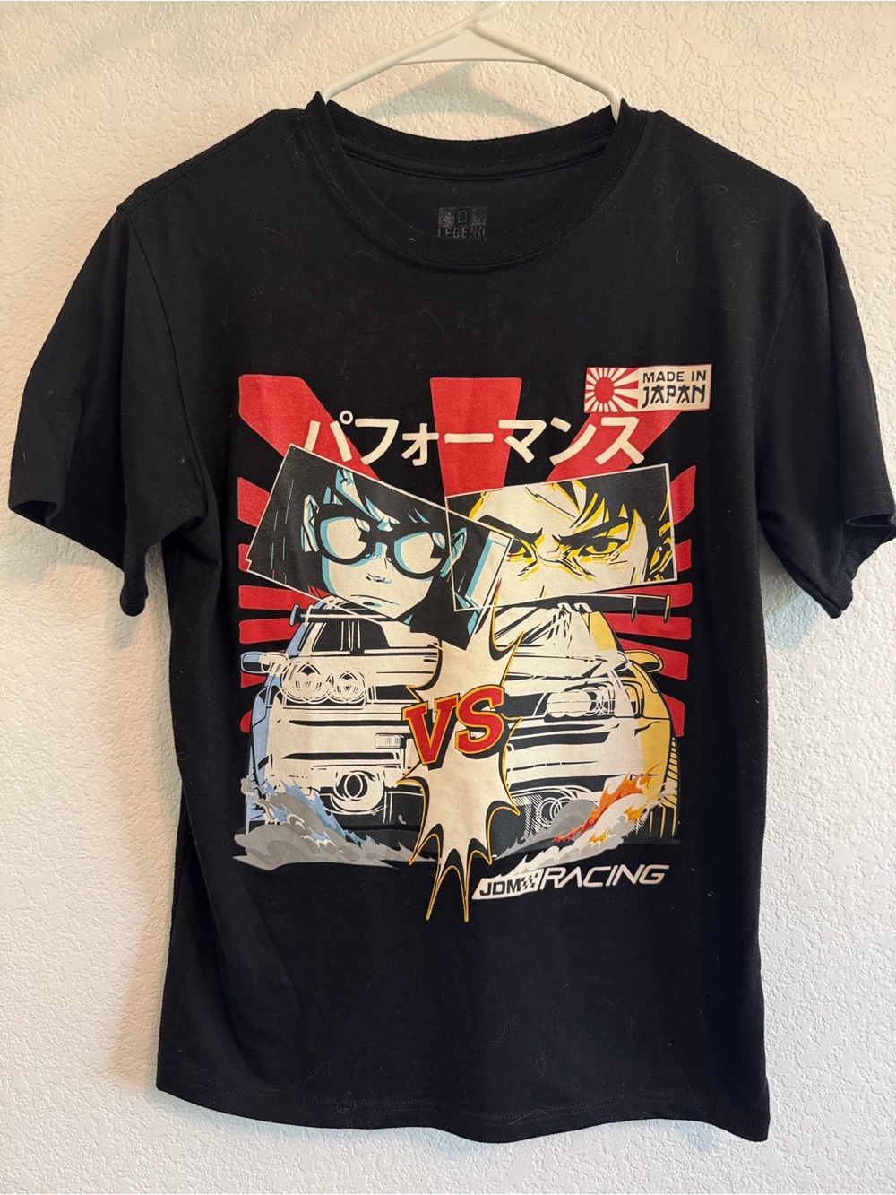 Black JDM Japan Graphic Tee Car Culture 90's Racing Manga Size L 14/16
